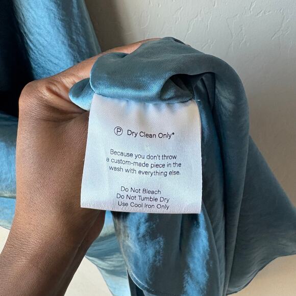 NEW Fame and Partners Carmen Blue Satin Cowl Neck Sleeveless Midi Dress 4 - Picture 10 of 11